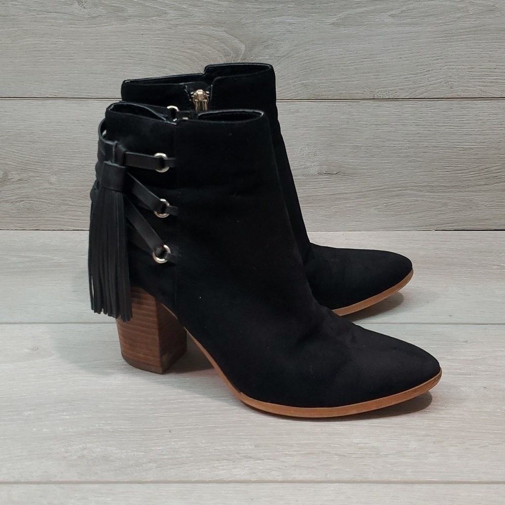Marc Fisher Women Kadey Ankle Tassel Heels Boots shoes sz 7.5M